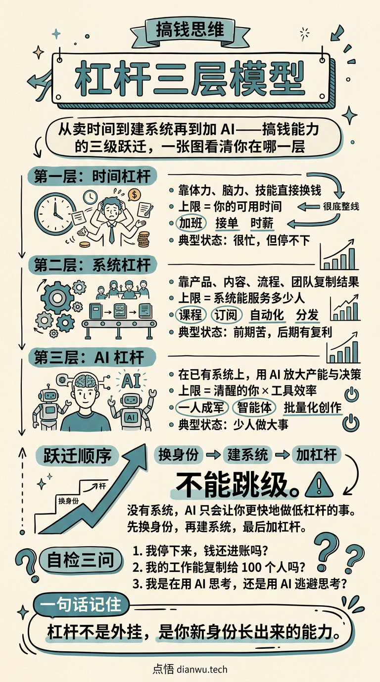 杠杆三层模型 · 手绘信息图