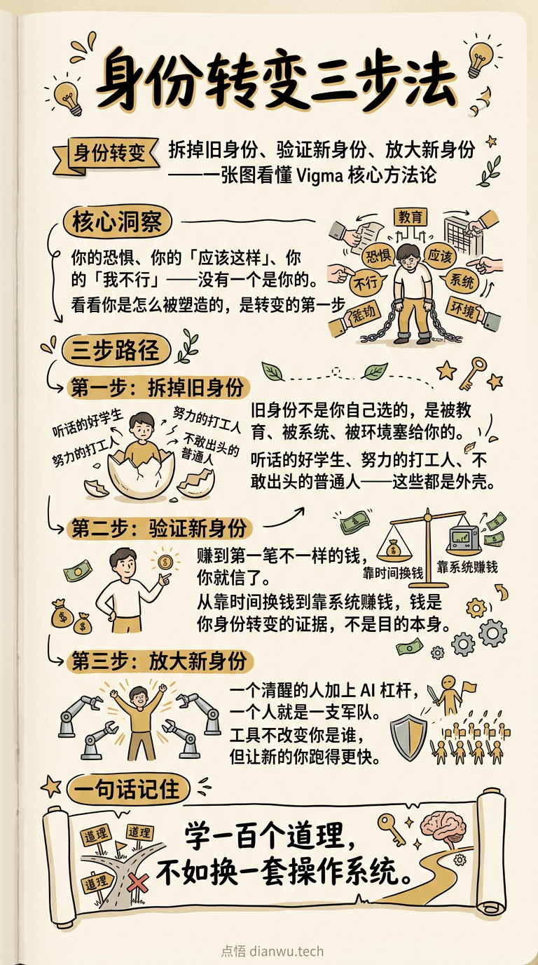 身份转变三步法 · 手绘信息图